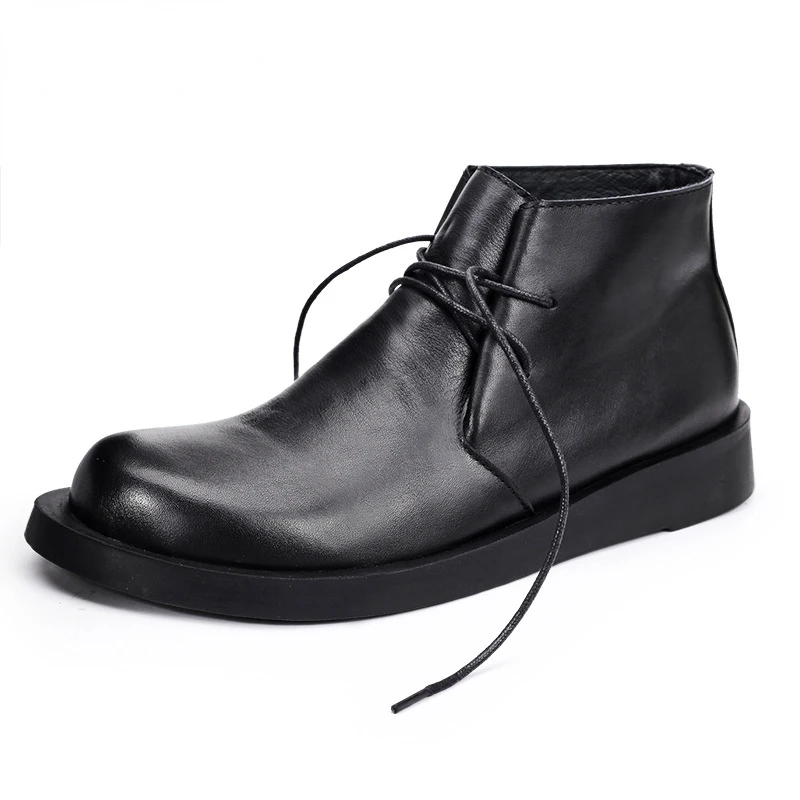 Men Formal Wear With Boots - 빈티지 천연 가죽 남성용 앵클 부츠