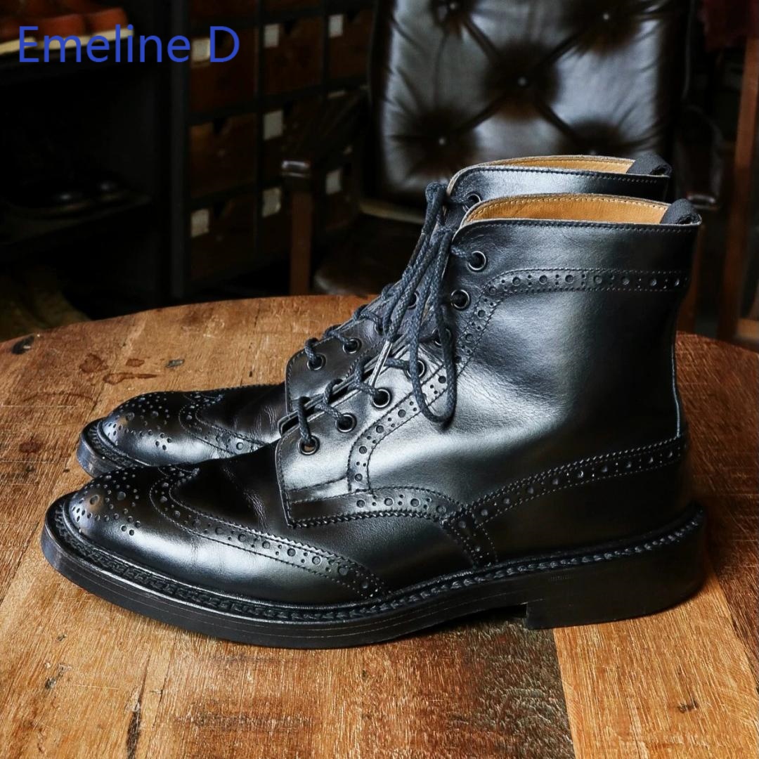 남성용 브로그 스타일 앵클 부츠, 천연 가죽 소재, 윙 - Formal Men Daily Wear Footwear 리뷰 및 가격