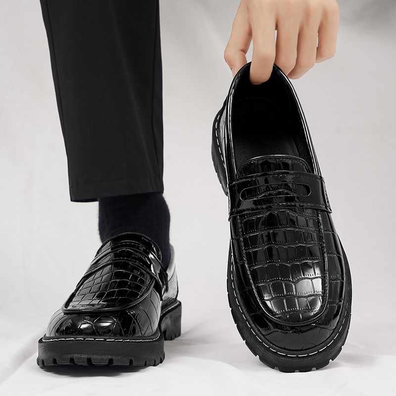 남성용 캐주얼 크록 패턴 로퍼, 슬립온 스타일, 비즈니 - Formal Men Daily Wear Footwear 리뷰 및 가격