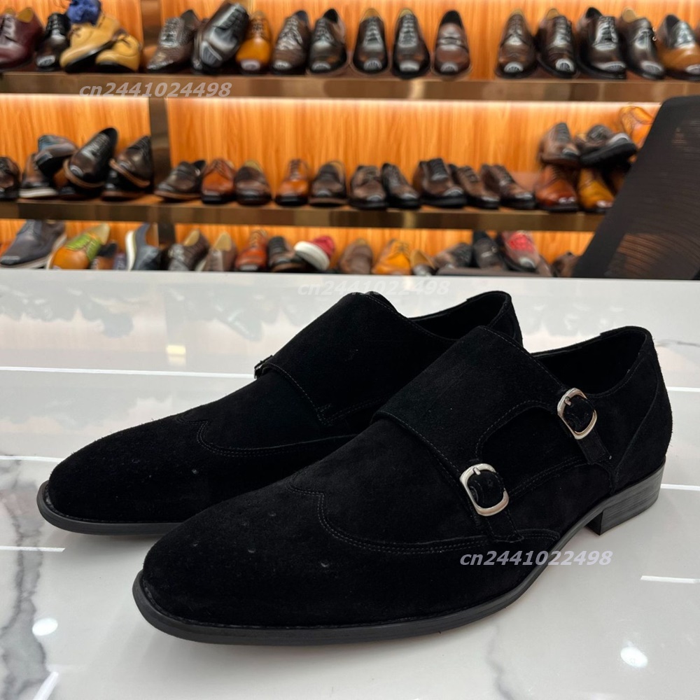 더블 메탈 버클이 달린 남성용 몽크 로퍼, 검은색 스웨 - Formal Men Daily Wear Footwear 리뷰 및 가격